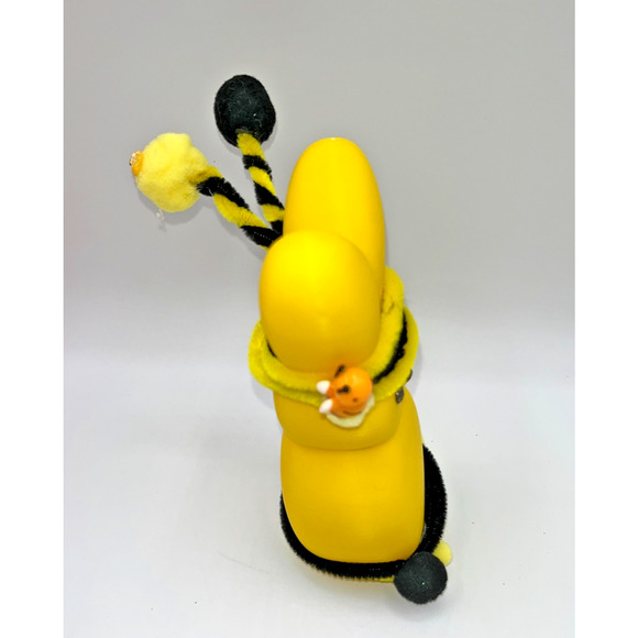 Large Yellow Bunny Peep Ninja Bumble Bee Peep Fluffy Pom Deb O. Originals OOAK - Picture 7 of 16